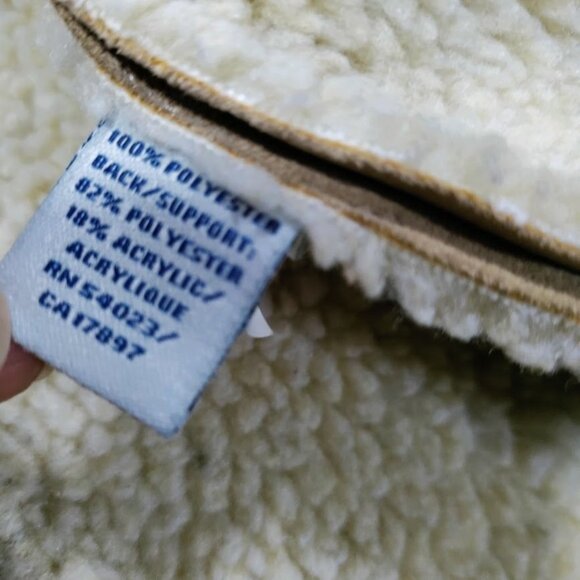 Old Navy Mens Coat M Tan Beige Faux Suede Snap Button Sherpa Lined  Size - Picture 8 of 10